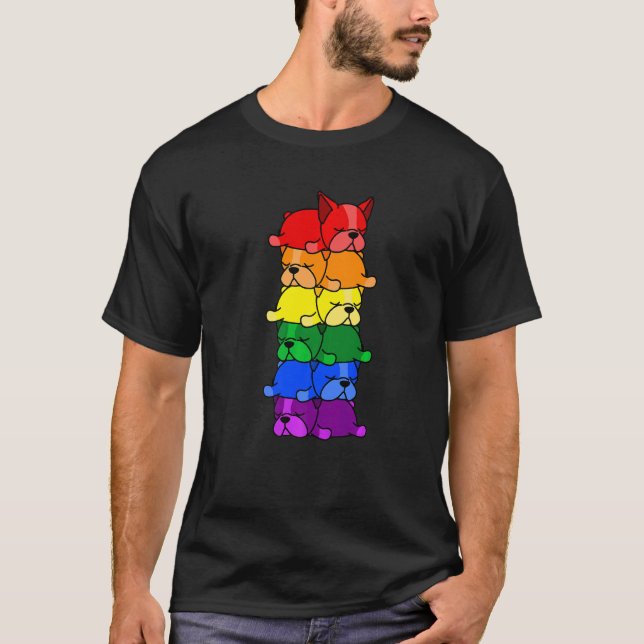 T-shirt Cute arc-en-ciel Boston Terrier Gay pride Lgbt Pup (Devant)