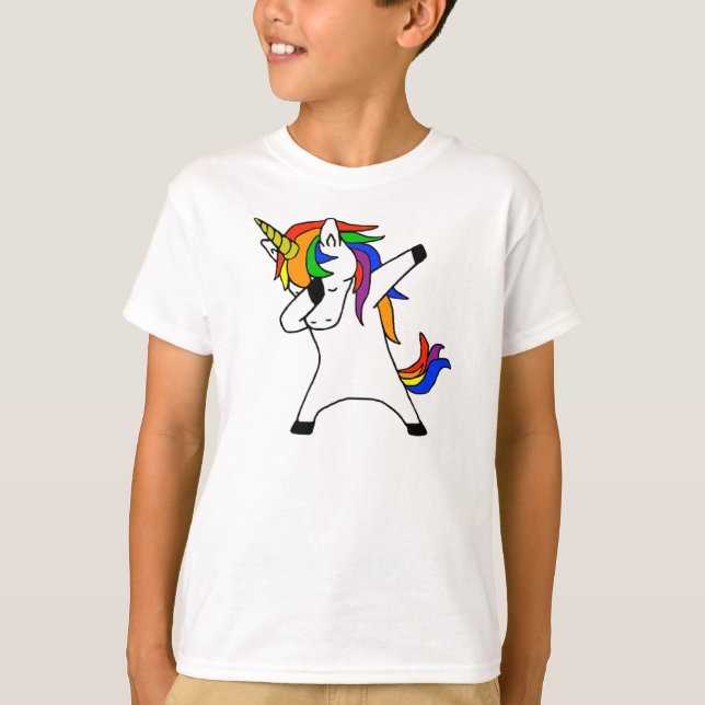 T-shirt Cute arc-en-ciel Dabbing licorne (Devant)
