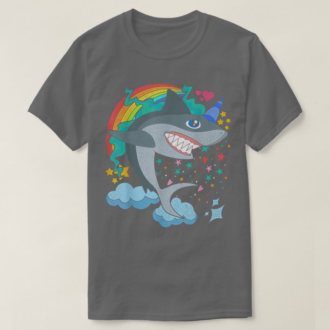 T-shirt Cute arc-en-ciel Imaginaire Océan Animal Sharkicor (Design devant)