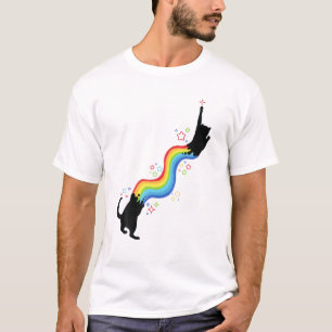 T-shirt Cute arc-en-ciel rétro Amoureux des chats coloré K
