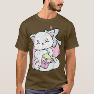 T-shirt Cute Arctic Fox Boit Du Lait De Fraise Et Boba Bu