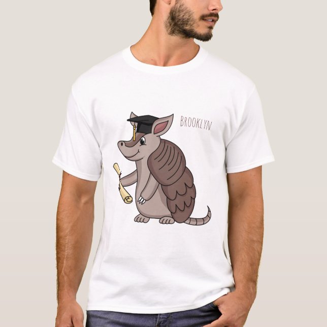 T-shirt Cute armadillo with graduation cap cartoon (Devant)