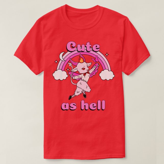 T-shirt Cute As Hell Kawaii Baphomet Pastel Goth Emo Pun (Design devant)
