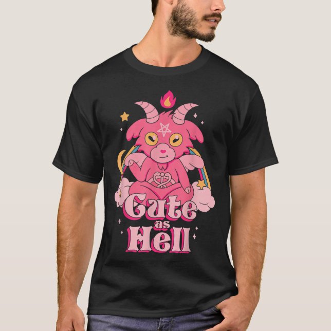 T-shirt Cute As Hell Kawaii Baphomet Satan Goth Lucifer Sa (Devant)
