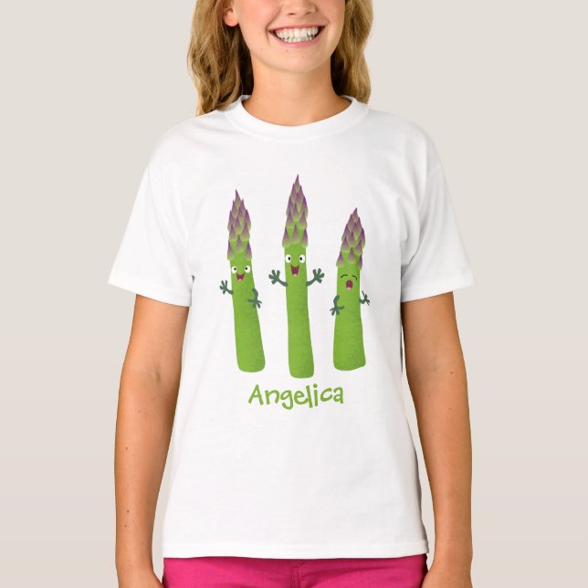 T-shirt Cute asperges chantant un trio végétal dessin anim (Devant)