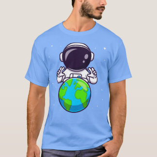 T-shirt Cute Astronaut Avec La Terre En Dessin Spatial