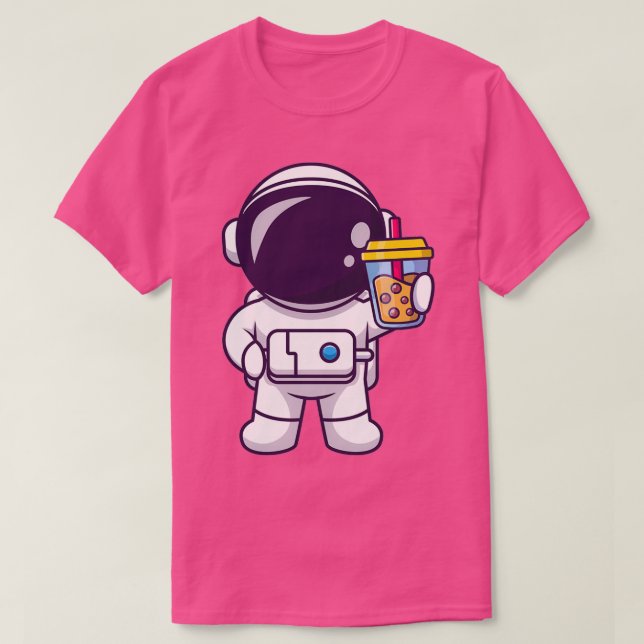 T-shirt Cute Astronaut Bubble Tea Dans L'Espace (Design devant)