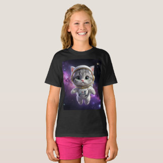 T-shirt Cute Astronaut Cat in Space - 3D Cosmic Galaxy