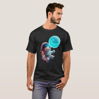 T-shirt Cute Astronaut Floating in Galaxy - Neon Space AI