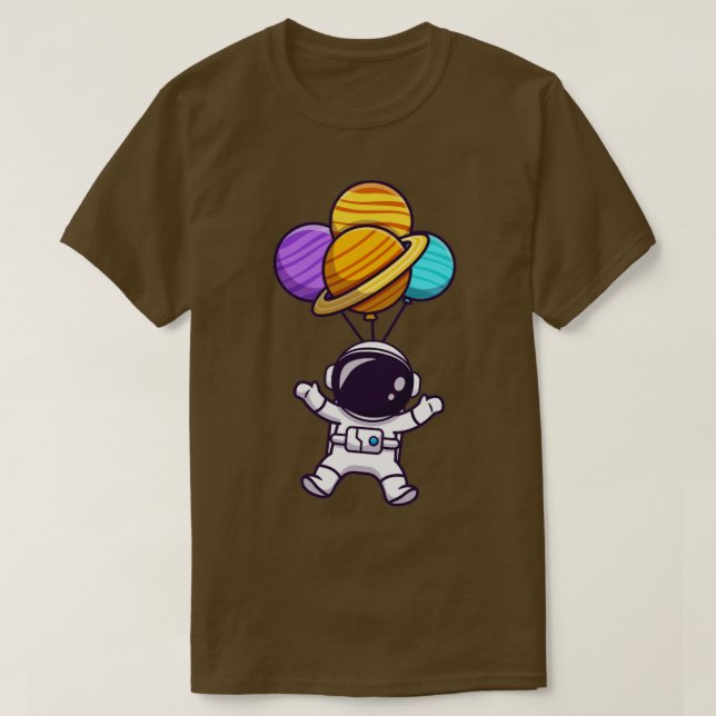 T-shirt Cute Astronaut Flottant Avec Balloon Planète En Sp (Design devant)