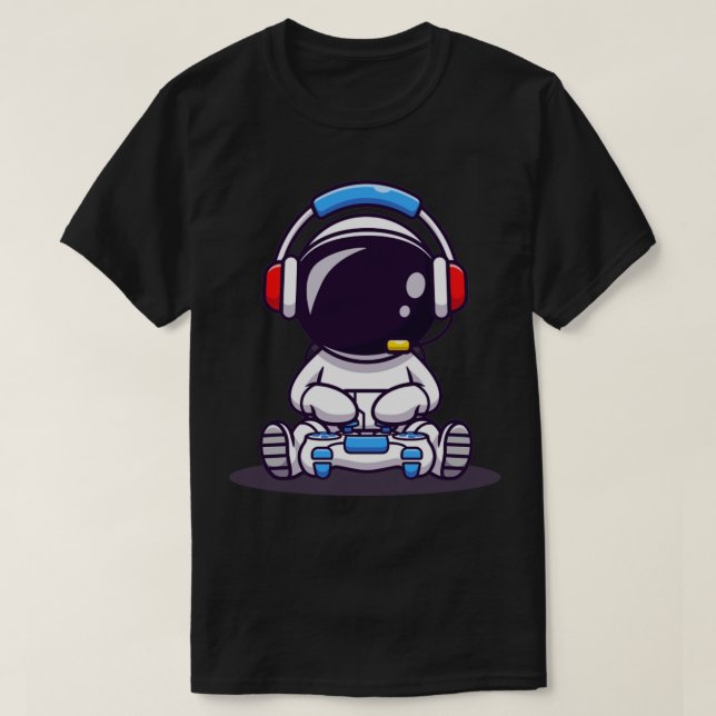 T-shirt Cute Astronaut Gaming (Design devant)