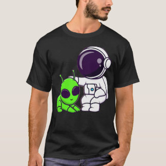 T-shirt Cute Astronaut Jouant Avec Un Dessin Alien