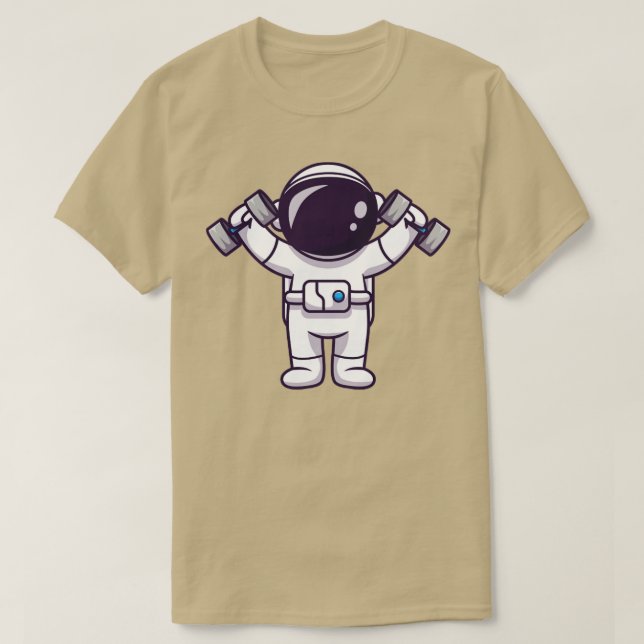 T-shirt Cute Astronaut Levant Barbell (Design devant)