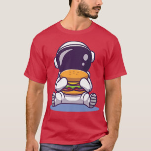 T-shirt Cute Astronaut Manger Burger Cartoon Space Aliment