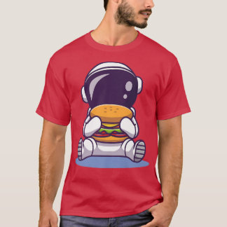 T-shirt Cute Astronaut Manger Burger Cartoon Space Aliment