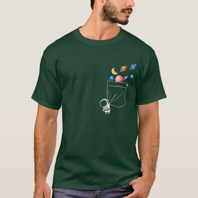 T-shirt Cute Astronaut Pocket Galaxy (Devant)