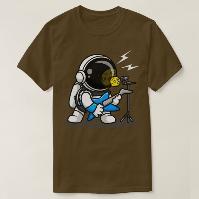 T-shirt Cute Astronaut Rocker Avec Dessin De Guitare (Design devant)