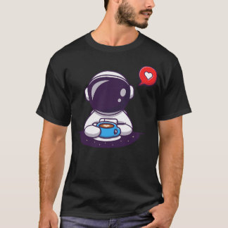 T-shirt Cute astronaute boit du café