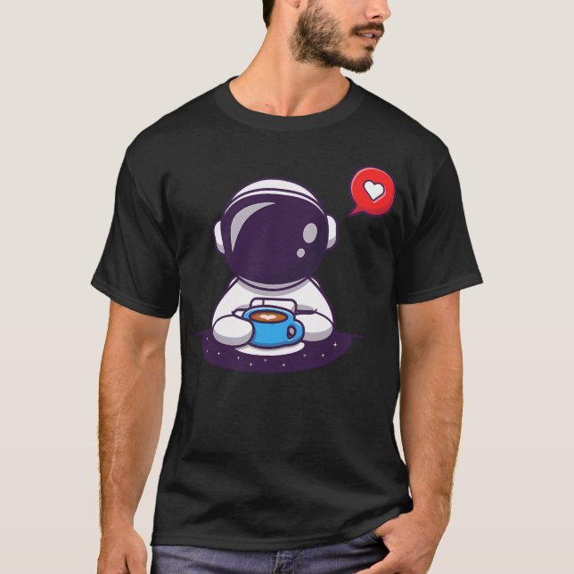 T-shirt Cute astronaute boit du café (Devant)