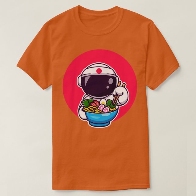 T-shirt Cute astronaute mangeant Ramen (Design devant)