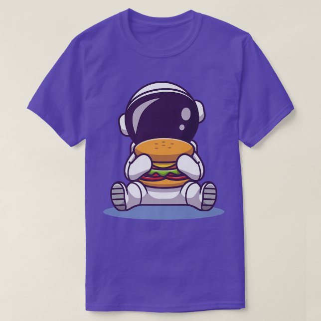 T-shirt Cute astronaute Manger Burger Cartoon Space Nourri (Design devant)
