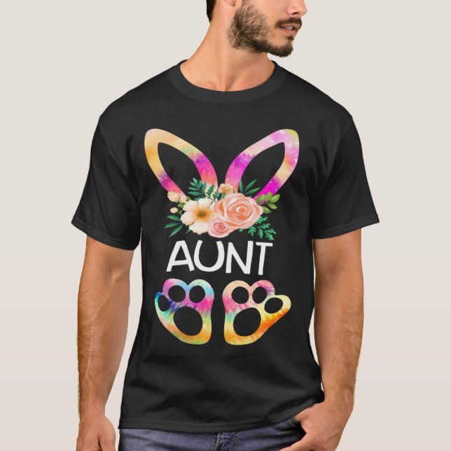 T-shirt Cute Aunt Bunny Tie Dye Print  Family Easter Day A (Devant)