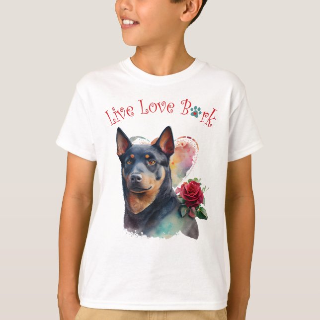 T-shirt Cute australien Kelpie Chien Floral (Devant)