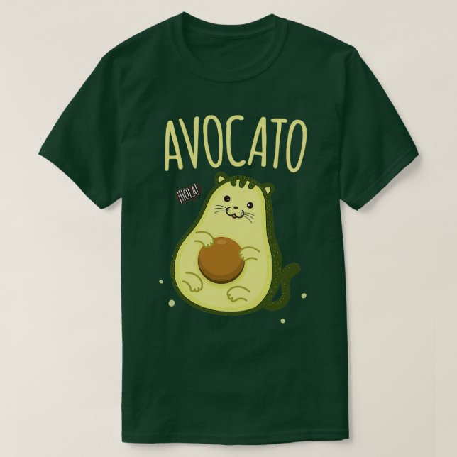T-shirt Cute Avocato Avocado Cat Kawaii (Design devant)