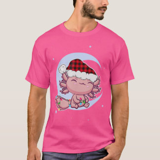 T-shirt Cute Axolotl Animaux de Noël Eve Santa Hat Kawaii