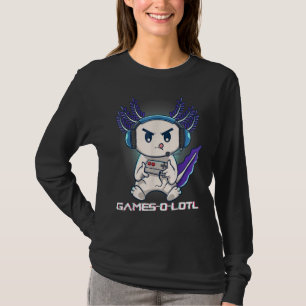 T-shirt Cute Axolotl Jouant Aux Jeux Vidéo Sur Console Axo