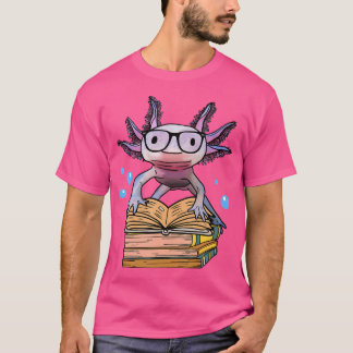 T-shirt Cute Axolotl Lire Livre Garçon Fille Drôle Salaman