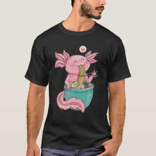 T-shirt Cute Axolotl Lover Snaxolotl Manger Ramen Kawaii A