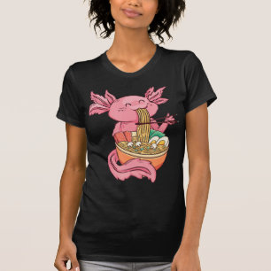 T-shirt Cute Axolotl Manger Ramen Noodles Kawaii Anime Gir