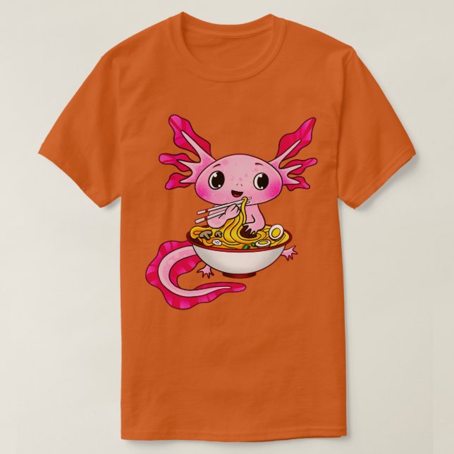 T-shirt Cute Axolotl Manger Rammen (Design devant)