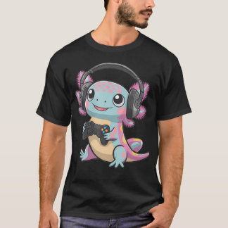 T-shirt Cute Axolotl Playing Video Games Funny Gaming Axol