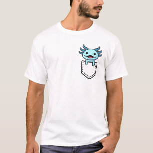 T-shirt Cute Axolotl Poche Bleu Salamander Plush Amphibia