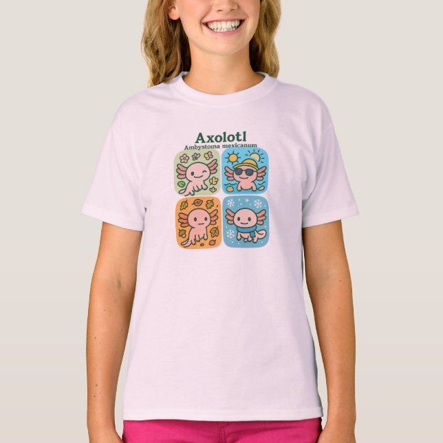 T-shirt Cute Axolotl Seasons Collection - Saisons (Devant)
