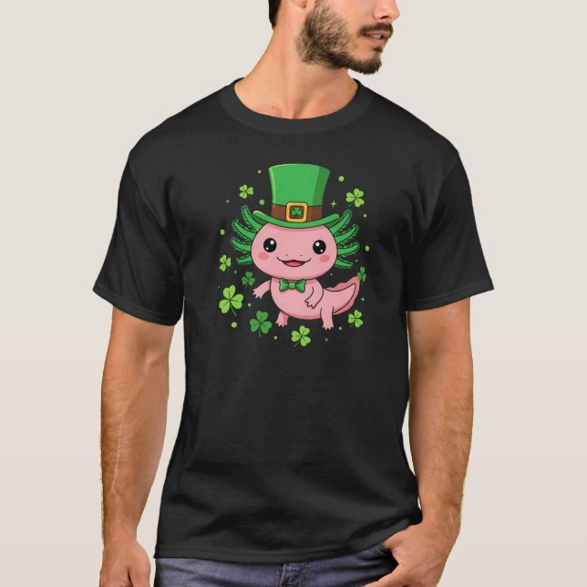 T-shirt ​Cute Axolotl St Patrick's Day Art (Devant)