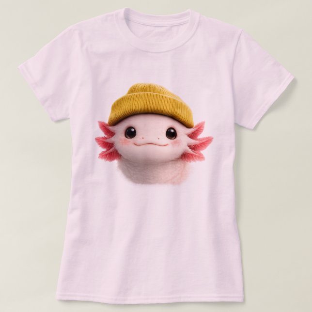 T-shirt Cute Axolotl Wearing Beanie Retro 90s Design  (Design devant)