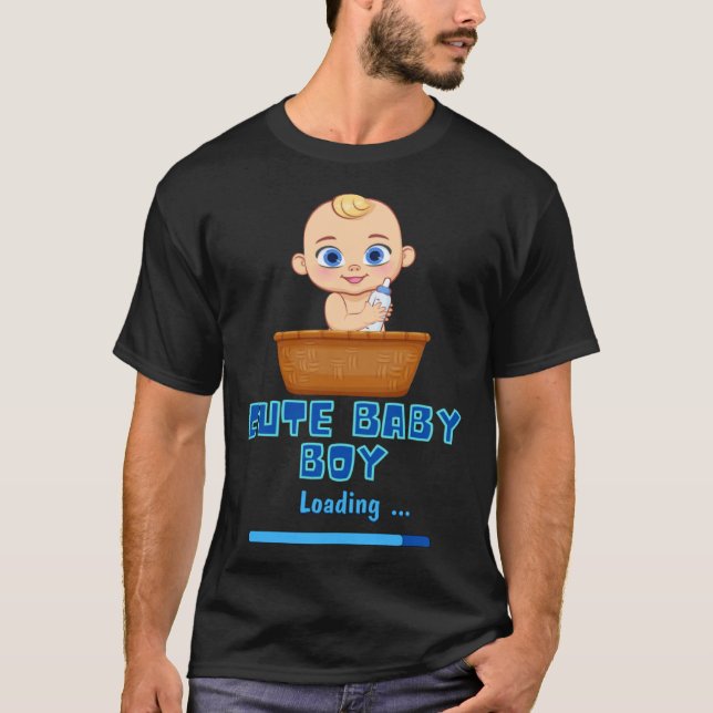 T-shirt Cute Baby Boy Loading Gender Party Pregnancy It s  (Devant)