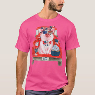 T-shirt Cute Baby Cochon Ferme Camion Patriotique 4 juille
