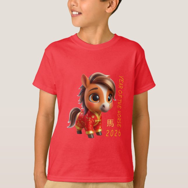 T-shirt Cute Baby Horse Chinese New Year 2026 Kids T (Devant)