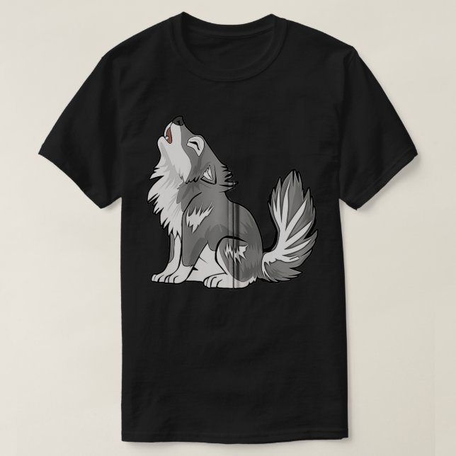 T-shirt Cute Baby Howling Wolf Cub Sketch Gifts Costume St (Design devant)