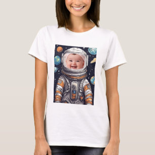 T-shirt Cute Baby Photo Astronaut Cat Cutout Photo