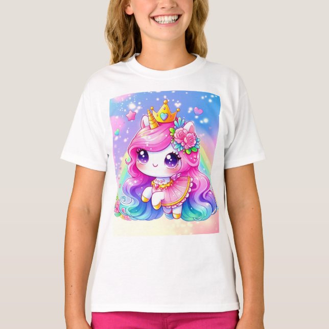 T-shirt Cute Baby Rainbow Unicorn (Devant)