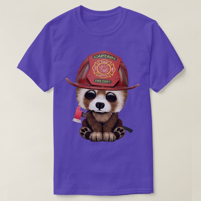 T-shirt Cute Baby Red Panda Firefighter (Design devant)