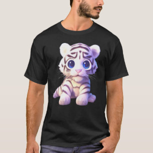 T-shirt Cute Baby White Tiger Cub Article D'Art Pour Enfan