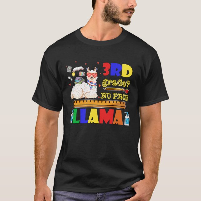 T-shirt Cute Back To School 3rd Grade No Prob Llama Teache (Devant)