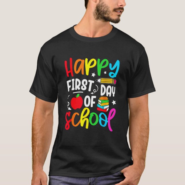 T-shirt Cute Back To School Happy First Day Of School Teac (Devant)
