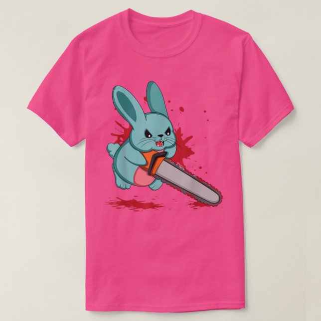 T-shirt Cute Bad Evil Bunny Scary Saw Rabbit Egg Happy Eas (Design devant)